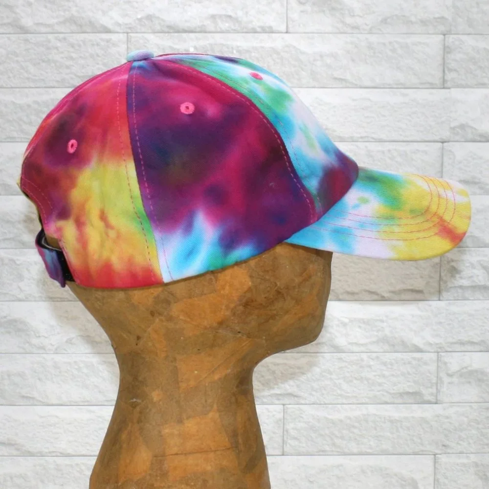 Hat Baseball Cap Hat Trucker 6 Panel Tie Dye Boho Pink Blue Colorful Festival